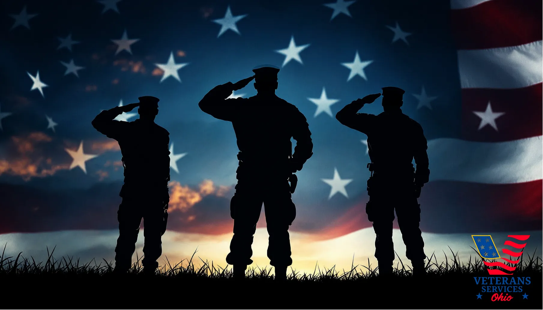 Soldiers saluting flag